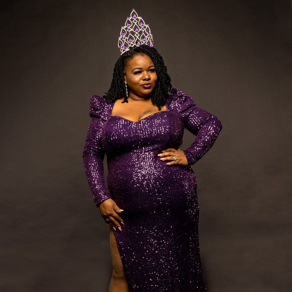 purple sequin dress plus size Luxe: Ultimate Embellishment Women's Luxe Hand Embellished Cape Size 26-28 On your big night Plus Size Purple Party V